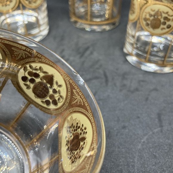 Vintage  CERA with pitcher Gilded Whiskey Glasses - Picture 5 of 9